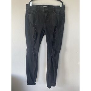Torrid  Bombshell Skinny Black‎ Jeans Womens 18 Tall  Distressed Stretch Denim